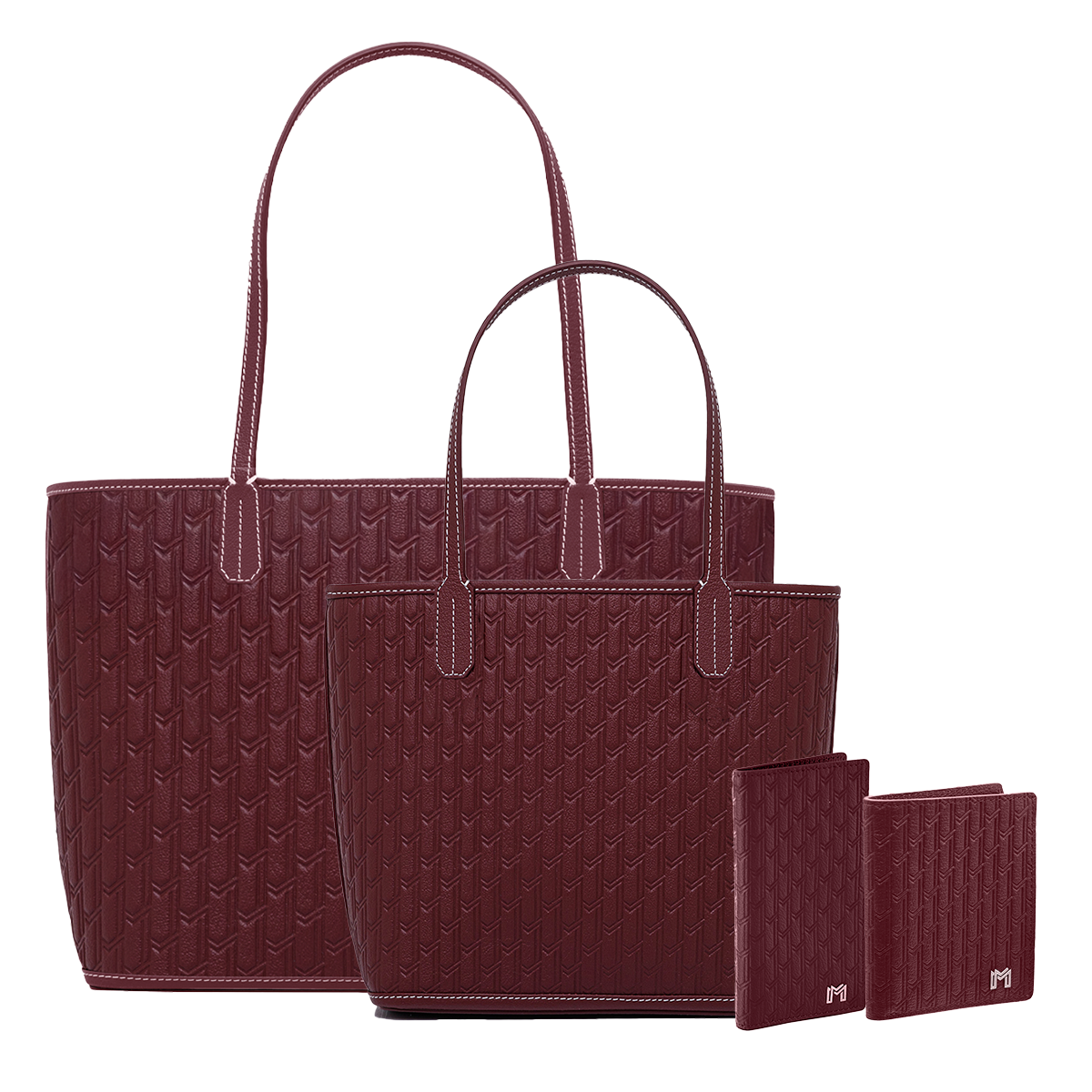 Burgundy Travel Tote / Mini tote / Long Wallet / Mini Wallet - Gift Set