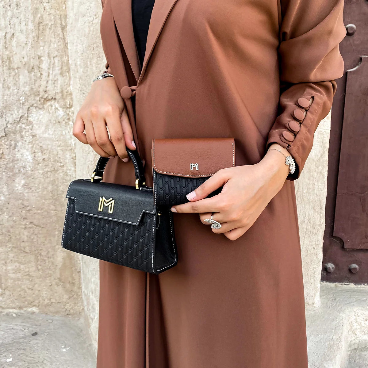 Camel Leather Black & Tan / Silver