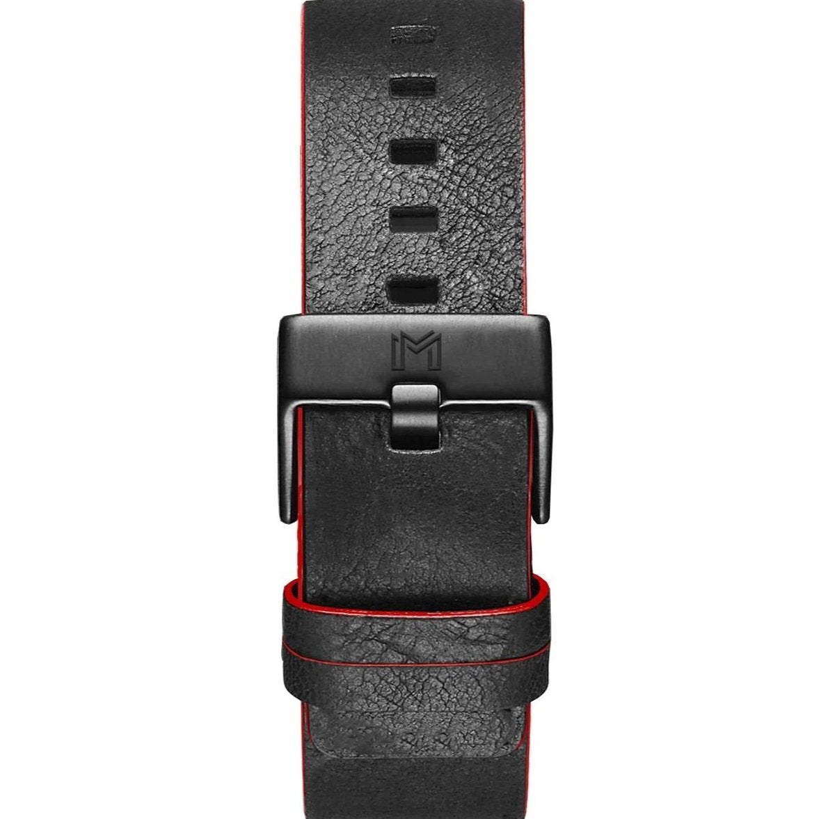 Titanium Strap / Red & Black Leather
