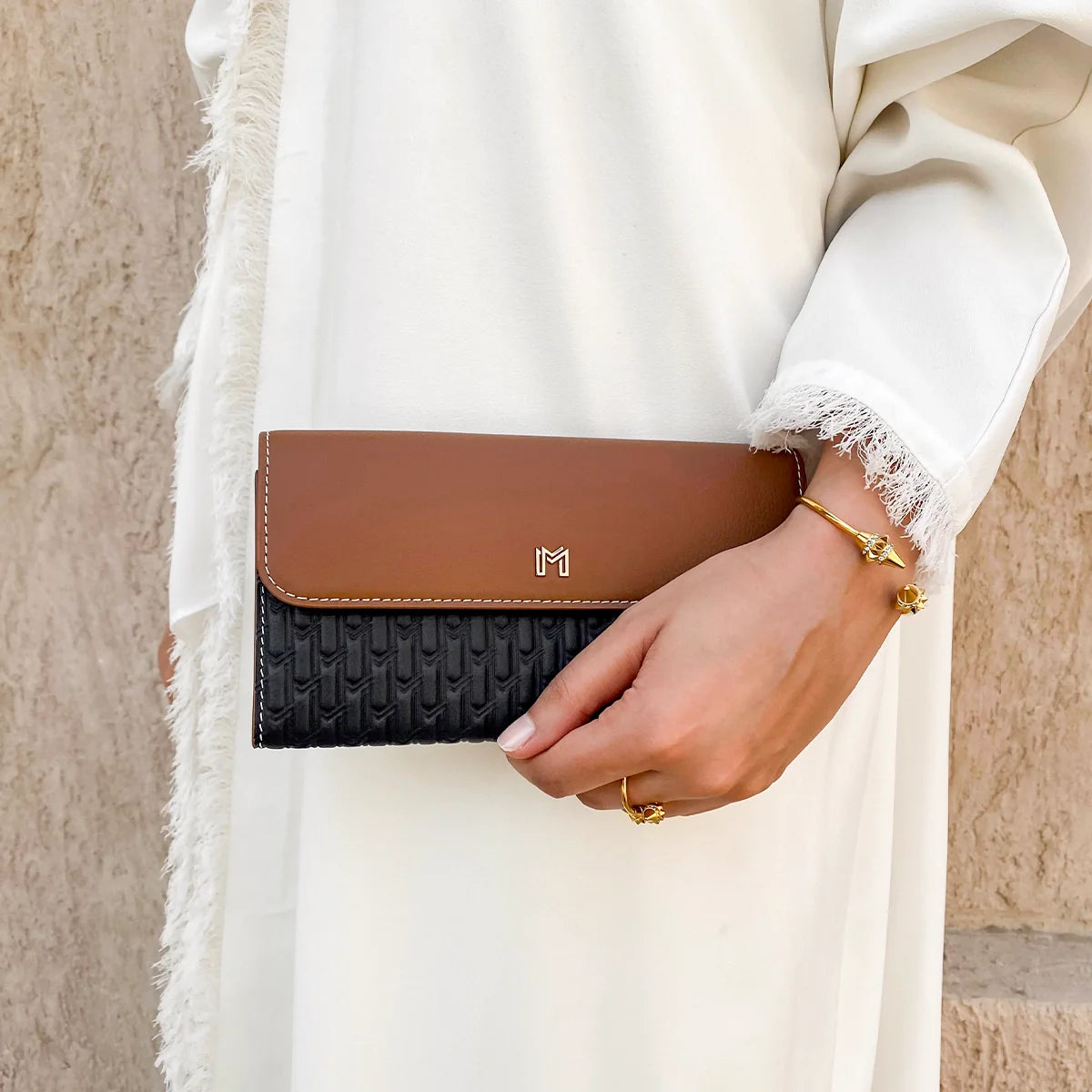 Camel Leather Black & Tan / Silver