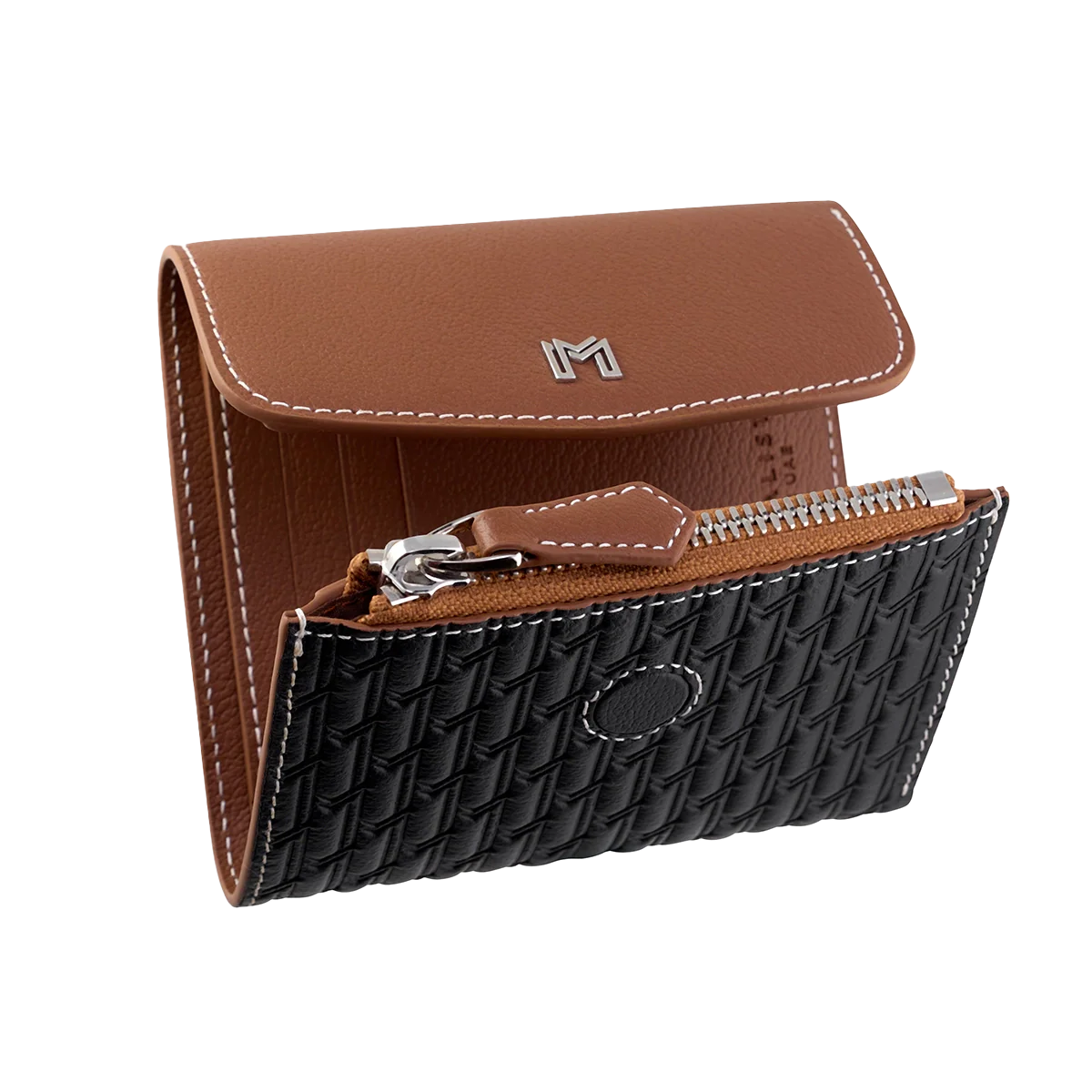 Camel Leather Black & Tan / Silver