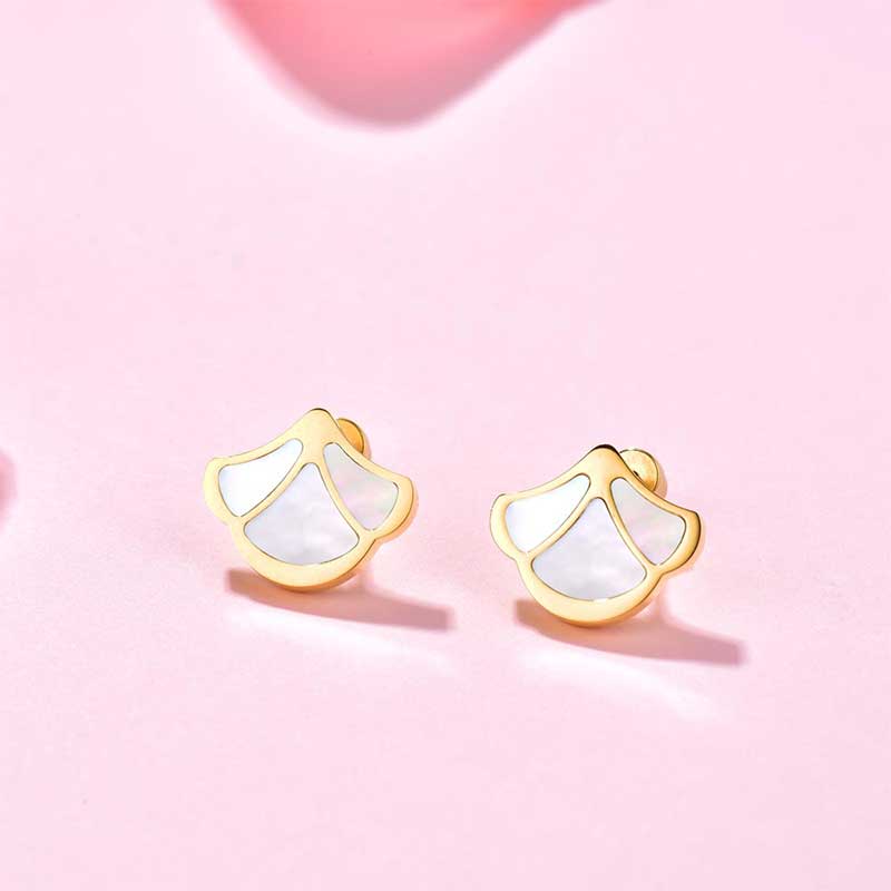 Tulip / Earrings Pearl Gold